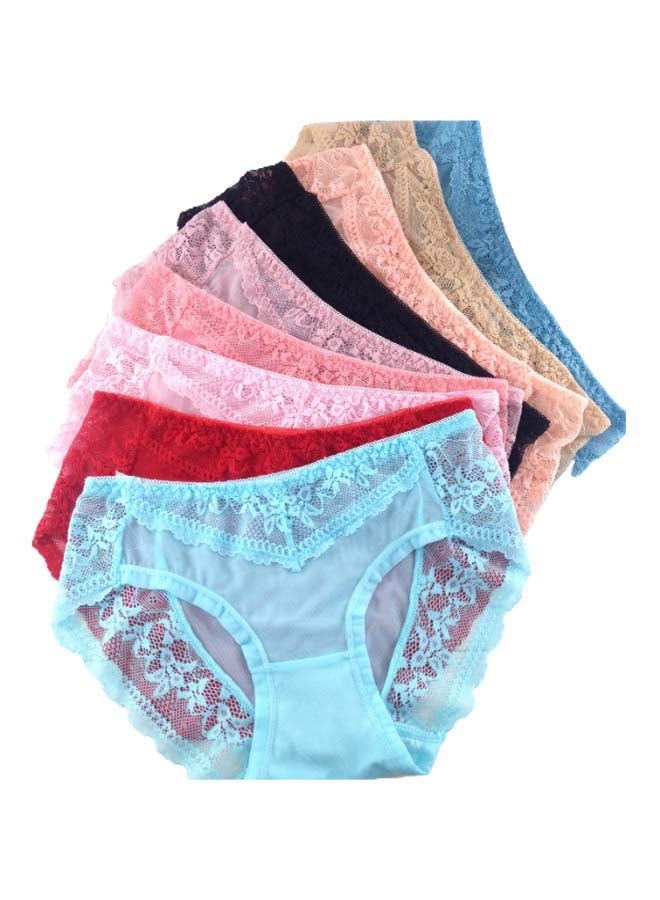 Pack Of 9 Floral Lace Detail Brief Multicolour  - Image 1