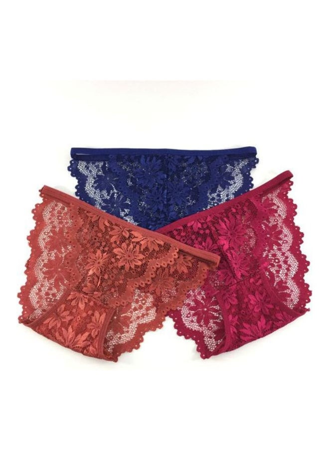 Pack Of 8 Floral Lace Detail Brief Multicolour  - Image 2