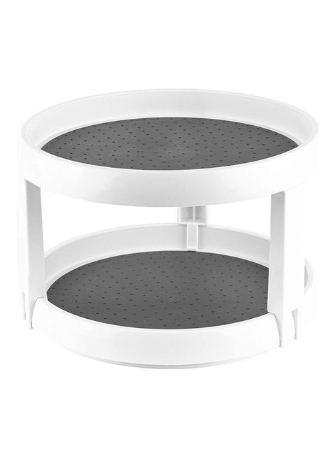 2-Layered Rotating Kitchen Spice Storage Rack White/Grey 24.8x15.2cm