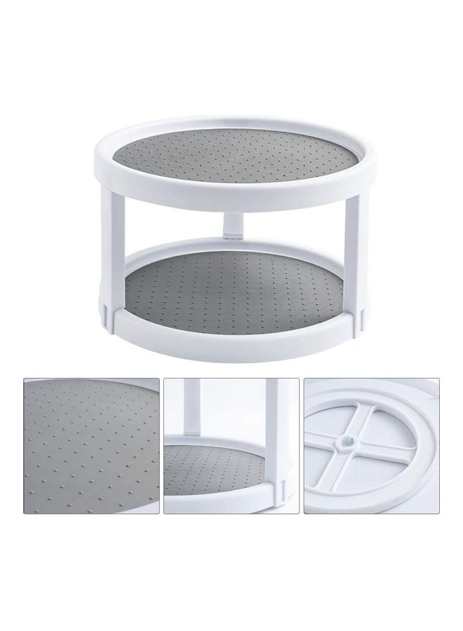 2-Layered Rotating Kitchen Spice Storage Rack White/Grey 24.8x15.2cm - Image 2