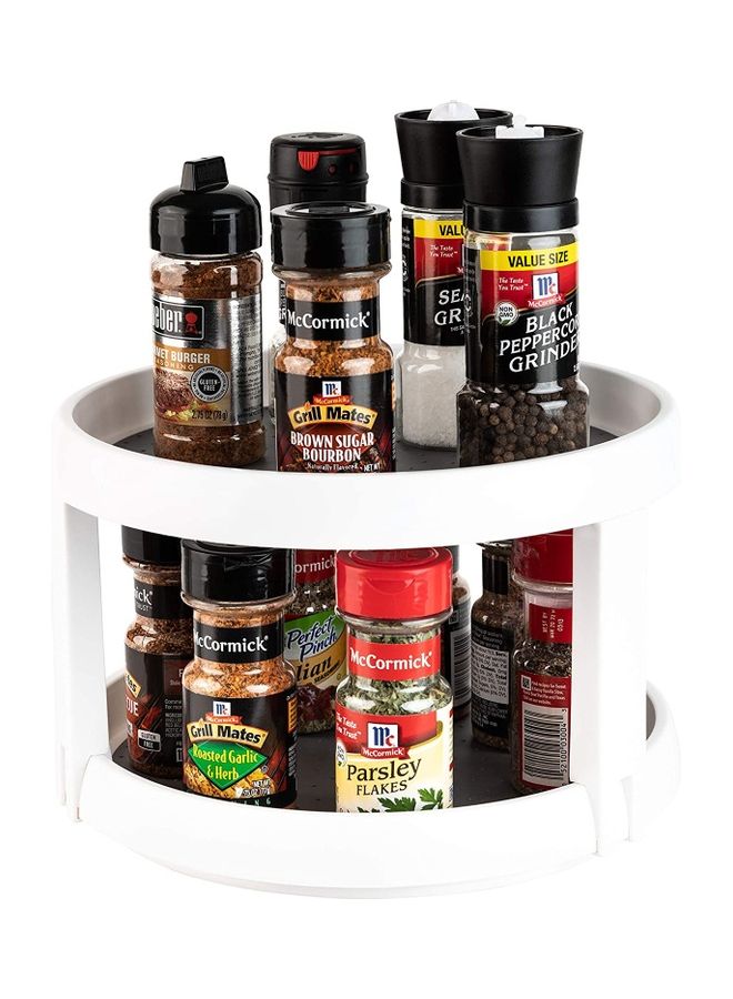 2-Layered Rotating Kitchen Spice Storage Rack White/Grey 24.8x15.2cm - Image 3