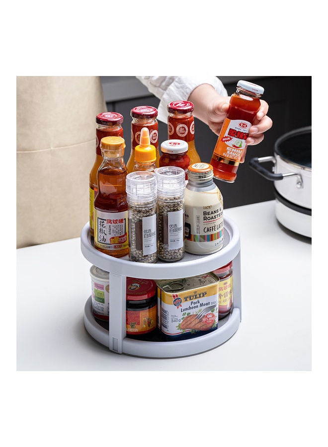 2-Layered Rotating Kitchen Spice Storage Rack White/Grey 24.8x15.2cm - Image 4