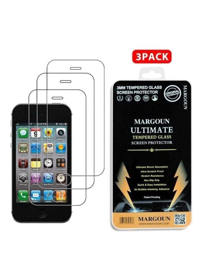 MARGOUN 3-Piece Protective Screen Glass for Apple iPhone 4/4s Clear - Image 3