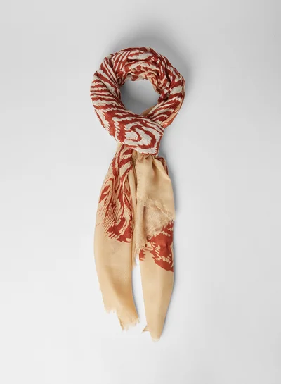 PIECES Zebra Print Scarf Beige