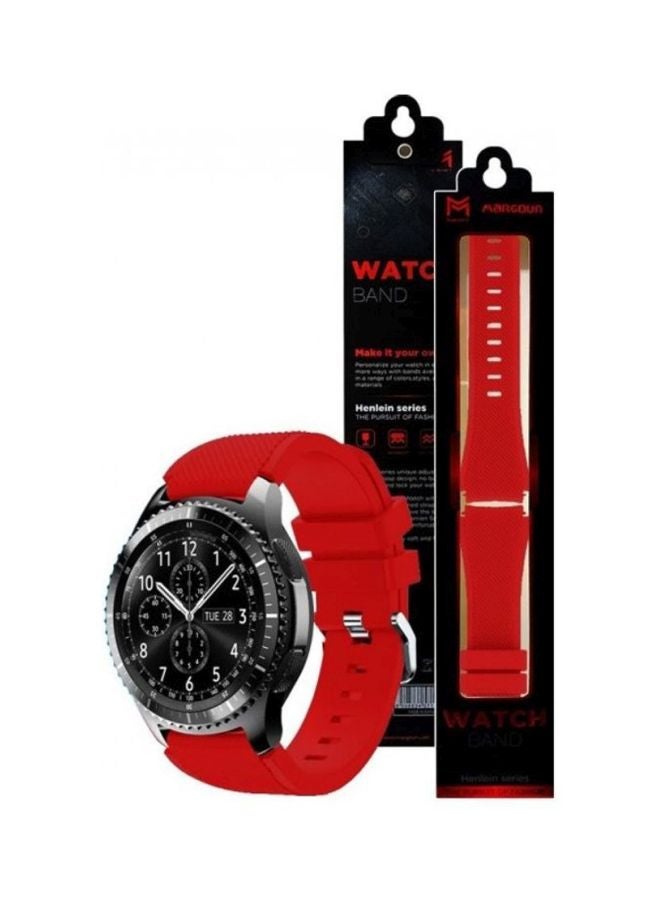 مارجون سوار بديل من السيليكون لساعات سامسونج جالاكسي جير S3 كلاسيك/ جير S3 فرونتير/ هواوي GT2 /GT - مقاس 46 مم أحمر - Image 2