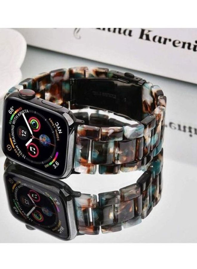 MARGOUN - Marble Resin Bracelet Band For Apple Watch SE Series 42/44mm Brown/White/Green - Image 1