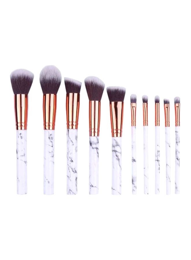 فالبرو طقم فرش مكياج بنمط رخامي من 10 قطع أبيض/ذهبي/أسود - Image 1