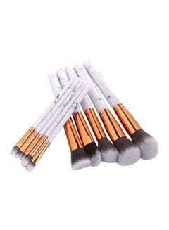 Falpro 10- Piece Marble Pattern Makeup Brush Set White/Gold/Black  - Image 2