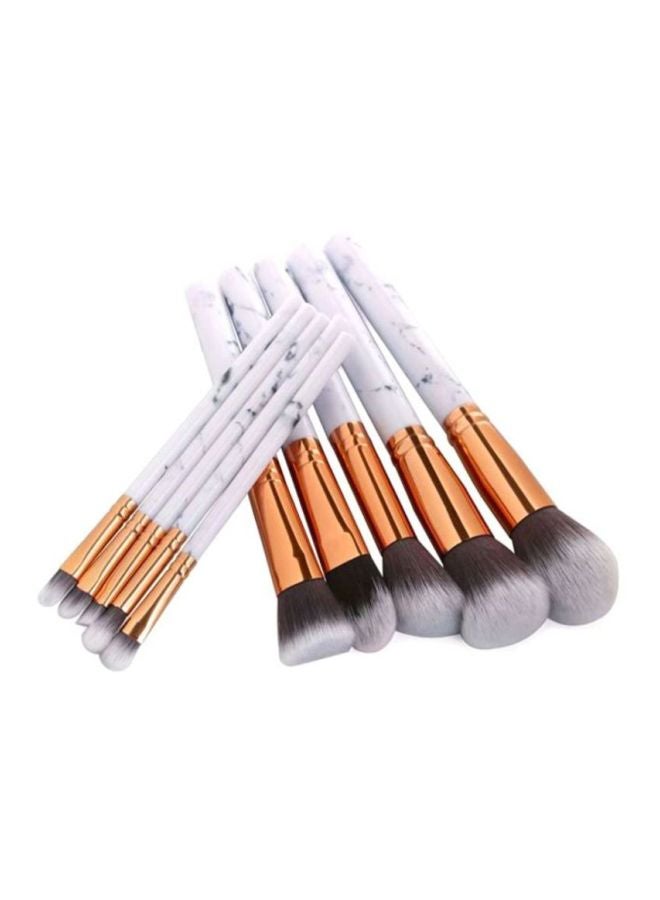 فالبرو طقم فرش مكياج بنمط رخامي من 10 قطع أبيض/ذهبي/أسود - Image 2