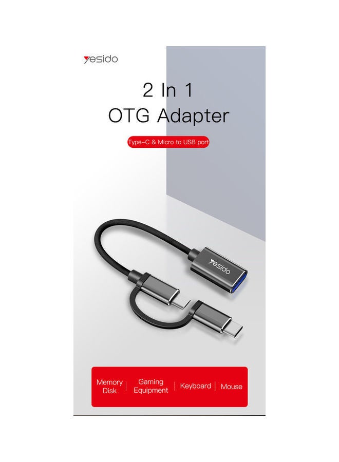 2 in 1 Super Fast Data Transmission Micro And Type C Black
