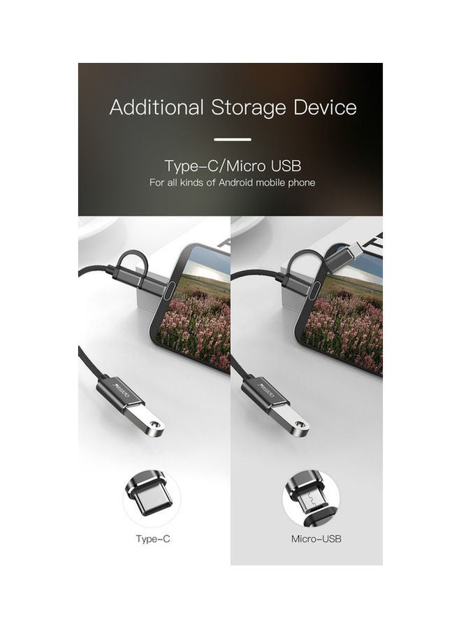 2 in 1 Super Fast Data Transmission Micro And Type C Black