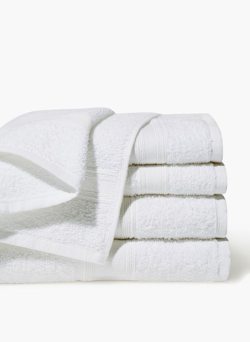 Amal 8 Piece Bathroom Towel Set - 400 GSM 100% Cotton Terry - 4 Hand Towel - 4 Bath Towel - White Color -Quick Dry - Super Absorbent White - Image 3