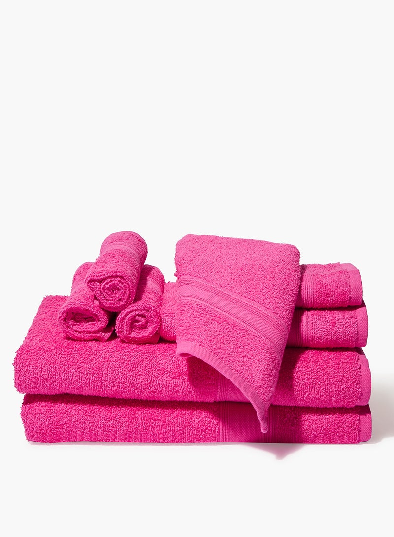 Amal - 12-Piece Towel Set, 100% Cotton Terry, Quick Dry, Fade Resistant, for Everyday Use, 2 Bath + 4 Hand + 6 Face, 400 GSM Fuchsia Fuchsia - Image 1