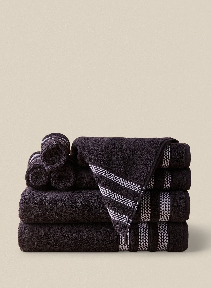 Noon East 12-Piece Towel Set, 100% Cotton Premium Quality, Ultra Absorbent, Thick and Fluffy, 2 Bath + 4 Hand + 6 Face, 500 GSM Black/White Black/White - Image 4