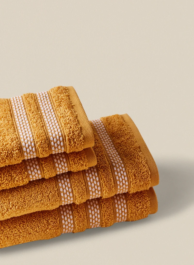 Noon East 16 Piece Bathroom Towel Set - 500 GSM 100% Cotton Premium Quality - 8 Hand Towel - 8 Face Towel - Highly Absorbent - Fast Dry Gold/White