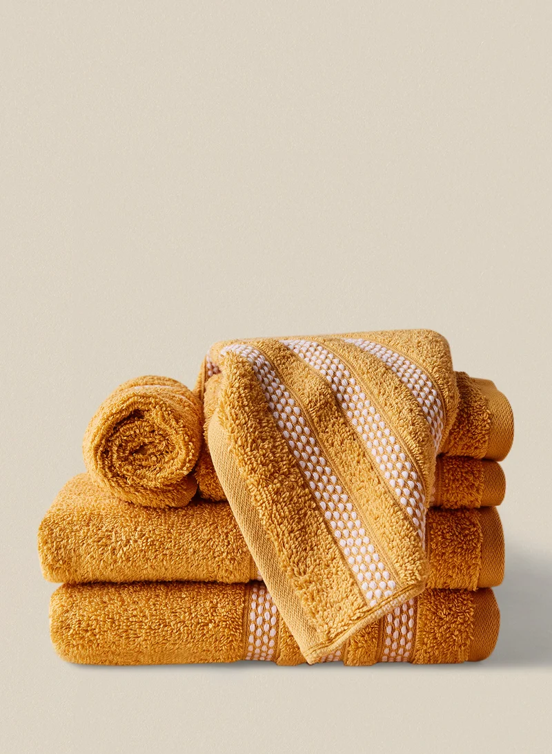 Noon East 16 Piece Bathroom Towel Set - 500 GSM 100% Cotton Premium Quality - 8 Hand Towel - 8 Face Towel - Highly Absorbent - Fast Dry Gold/White