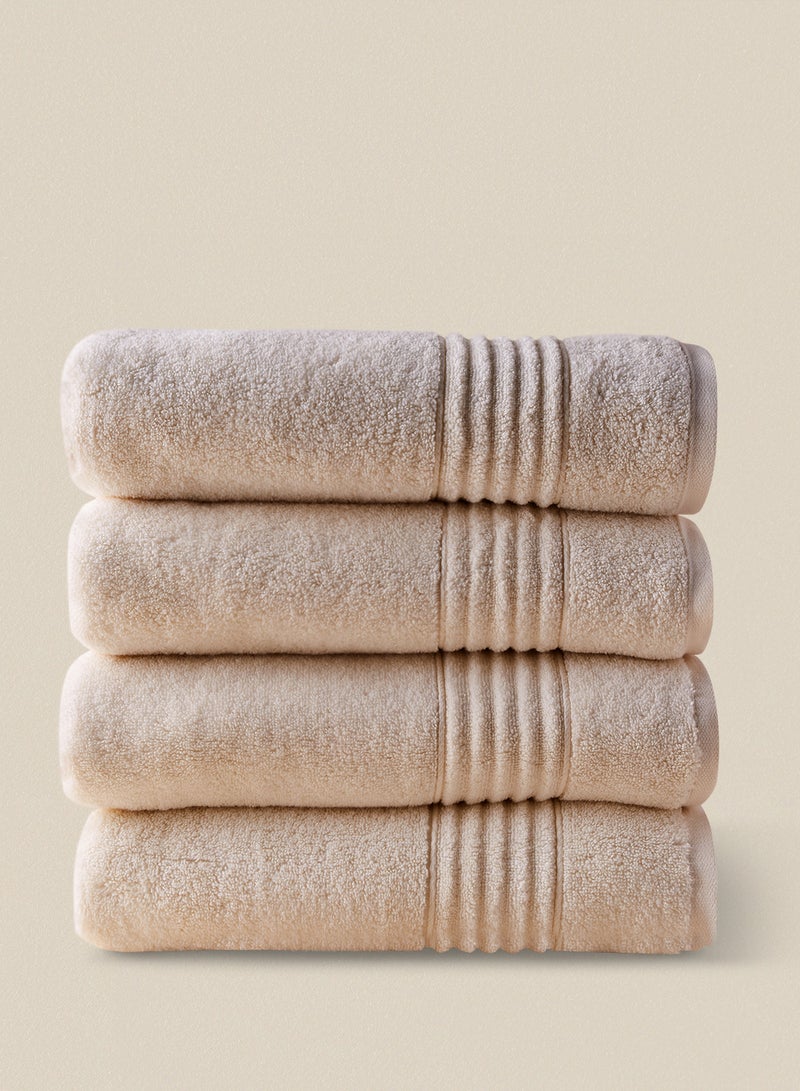 4 Piece Bathroom Towel Set - 500 GSM 100% Cotton - 4 Bath Towel 90 x 150cm - Highly Absorbent - Fast Dry Ivory