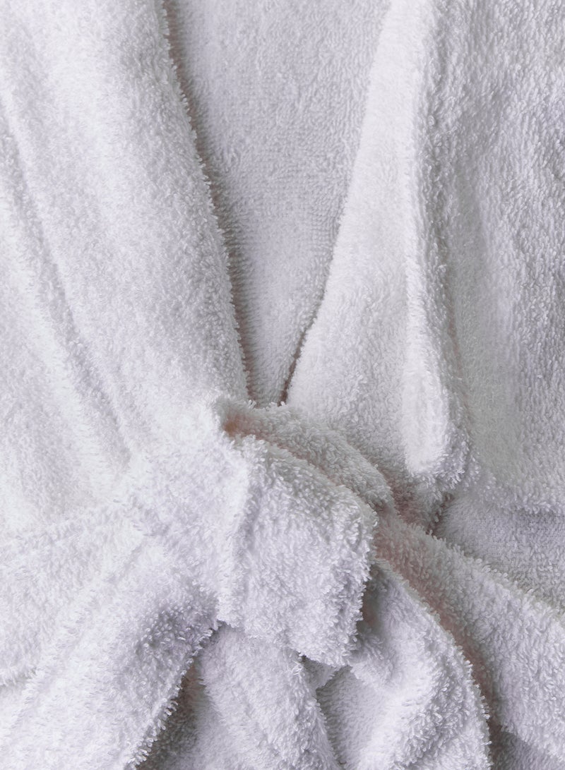 Noon East - Bathrobe - 380 GSM 100% Cotton Terry Silky Soft Spa Quality Comfort - Shawl Collar & Pocket - 1 Piece White S/M - Image 1