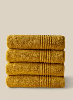 4 Piece Bathroom Towel Set - 500 GSM 100% Cotton - 4 Bath Towel - Gold Color - Highly Absorbent - Fast Dry Gold