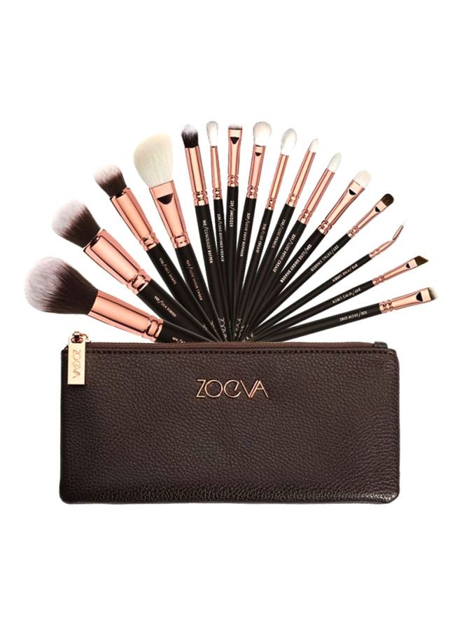 Zoeva - 15-Piece Complete Eyes Wool Makeup Brushes Sets Tools Dazzle Colour Black/Brown/White - Image 1