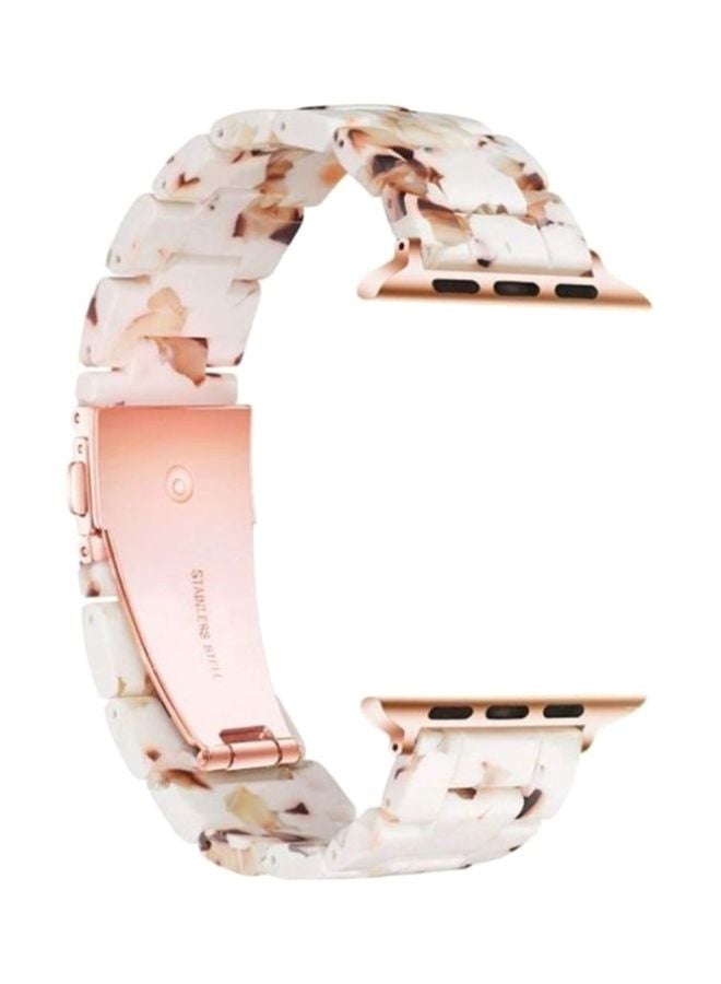 MARGOUN - Marble Resin Bracelet Band For Apple Watch SE Series 42/44mm White/Brown/Rose Gold - Image 1