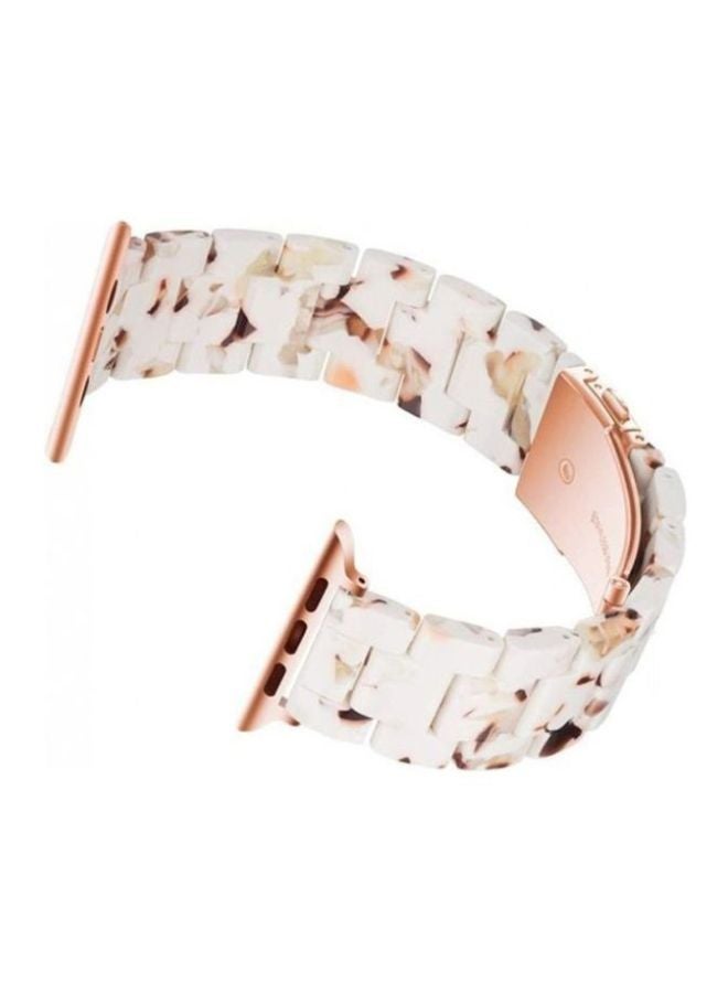 MARGOUN - Marble Resin Bracelet Band For Apple Watch SE Series 42/44mm White/Brown/Rose Gold - Image 1
