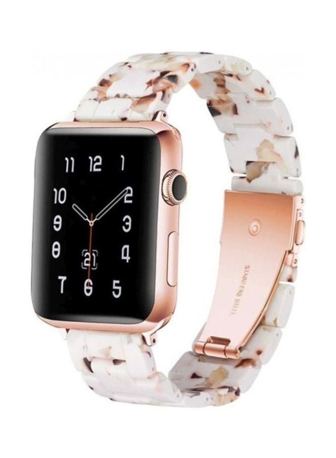 MARGOUN - Marble Resin Bracelet Band For Apple Watch SE Series 42/44mm White/Brown/Rose Gold - Image 1