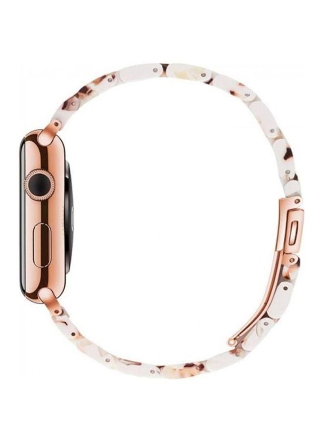 MARGOUN - Marble Resin Bracelet Band For Apple Watch SE Series 42/44mm White/Brown/Rose Gold - Image 1