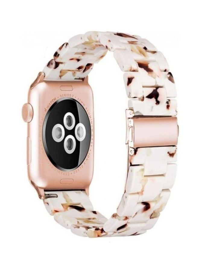 MARGOUN - Marble Resin Bracelet Band For Apple Watch SE Series 42/44mm White/Brown/Rose Gold - Image 1