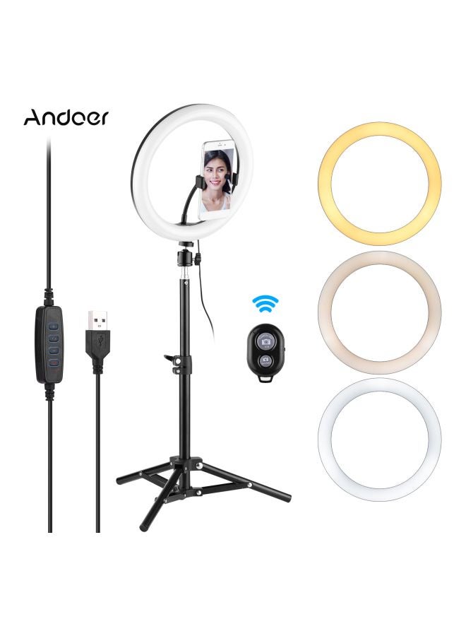 ANDOER LED Ring Light Ball Head Tripod Remote Shutter with Phone Holder White/Black  - Image 2