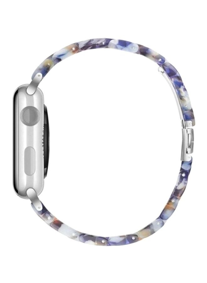 MARGOUN - Marble Resin Bracelet Band For Apple Watch SE Series 42/44mm Blue/Gold/Silver - Image 1