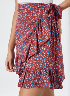 Aila Printed Flared Skirt Red Aop  - Image 3