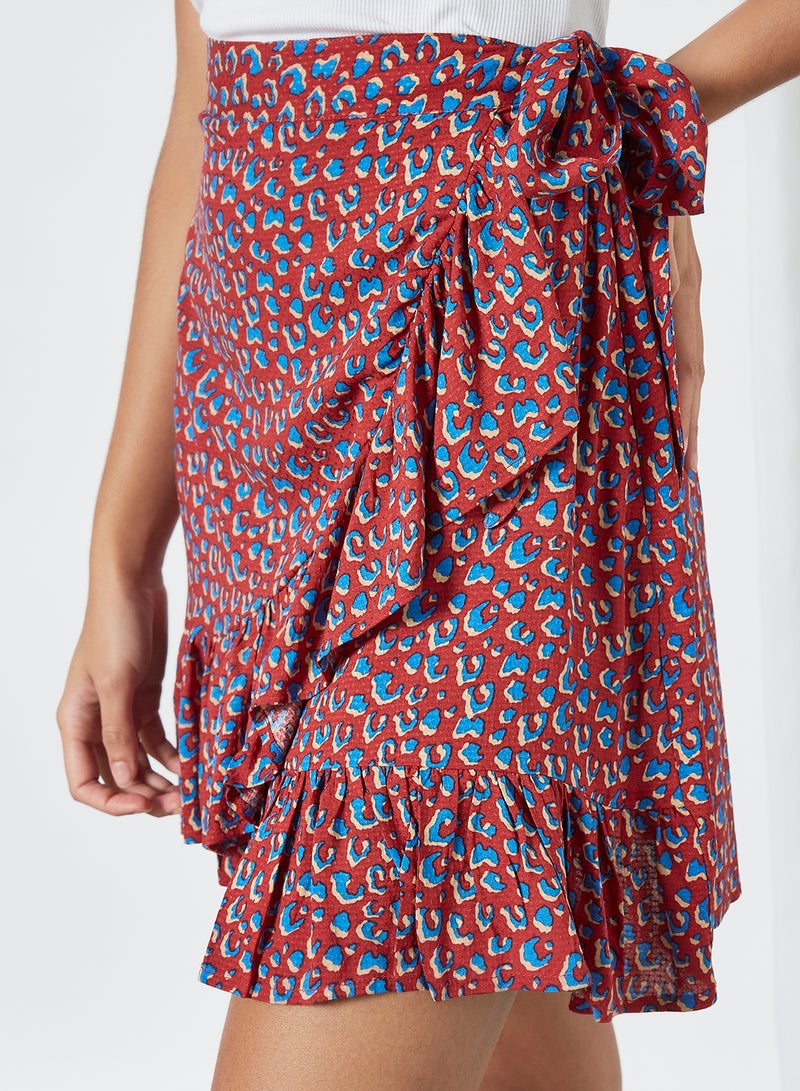 Aila Printed Flared Skirt Red Aop  - Image 3