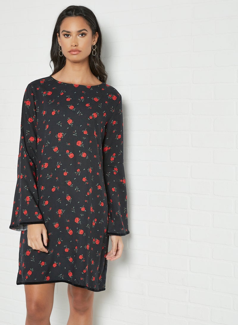 Aila Casual Polka Dot Pattern Dress Black  - Image 1