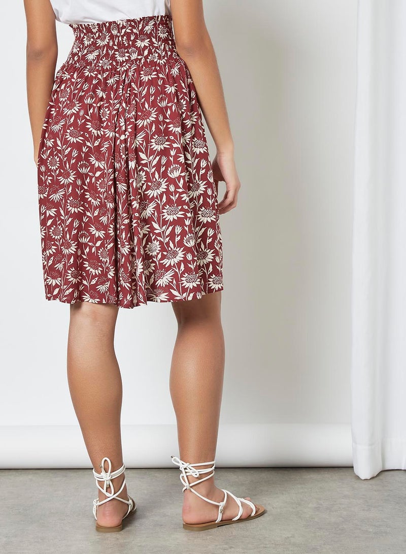 Aila Casual Printed Midi Skirt Burgundy Aop - Image 3