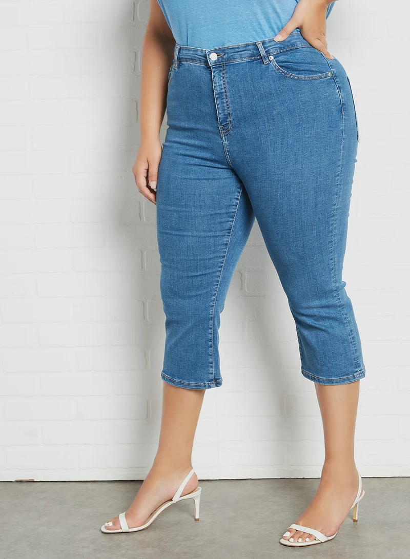 Violeta By Mango Plus Size Mid Rise Crop Jeans