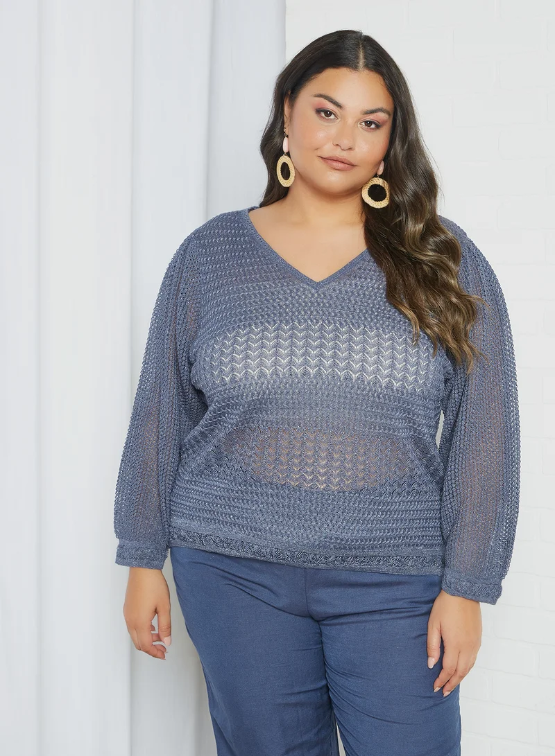 Violeta By Mango Plus Size Puff Sleeve Sweater