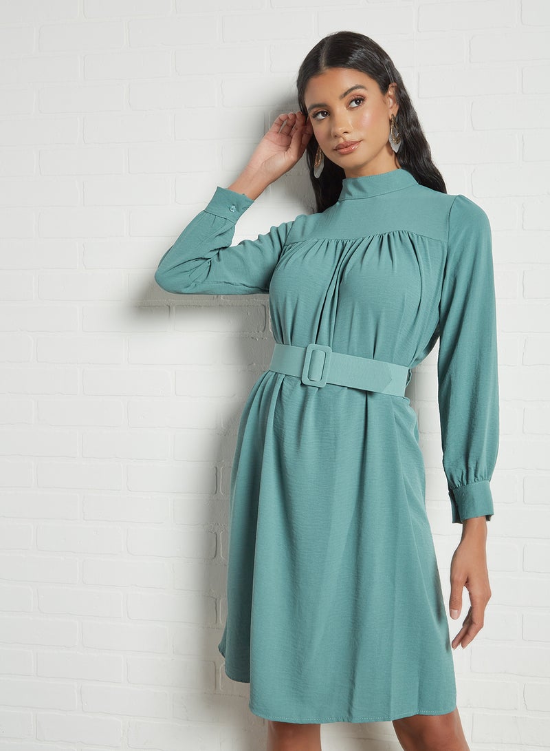 MELA LONDON High Neck Belted Dress Mint - Image 2