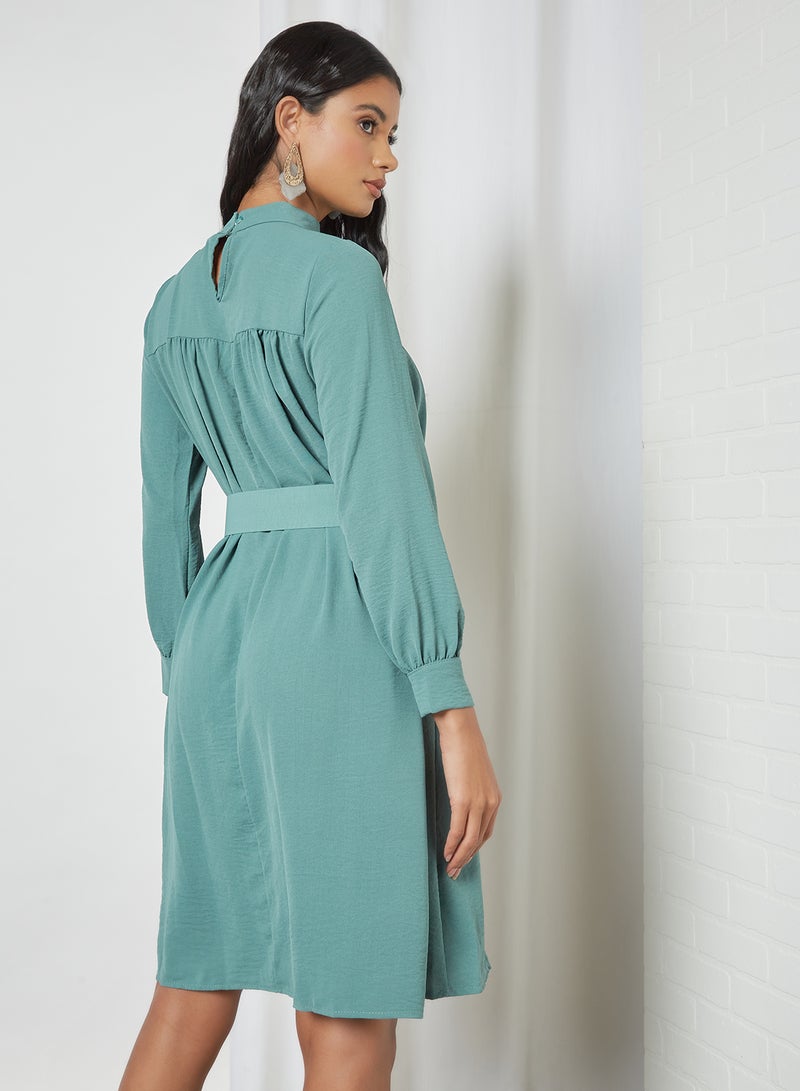 MELA LONDON High Neck Belted Dress Mint - Image 3
