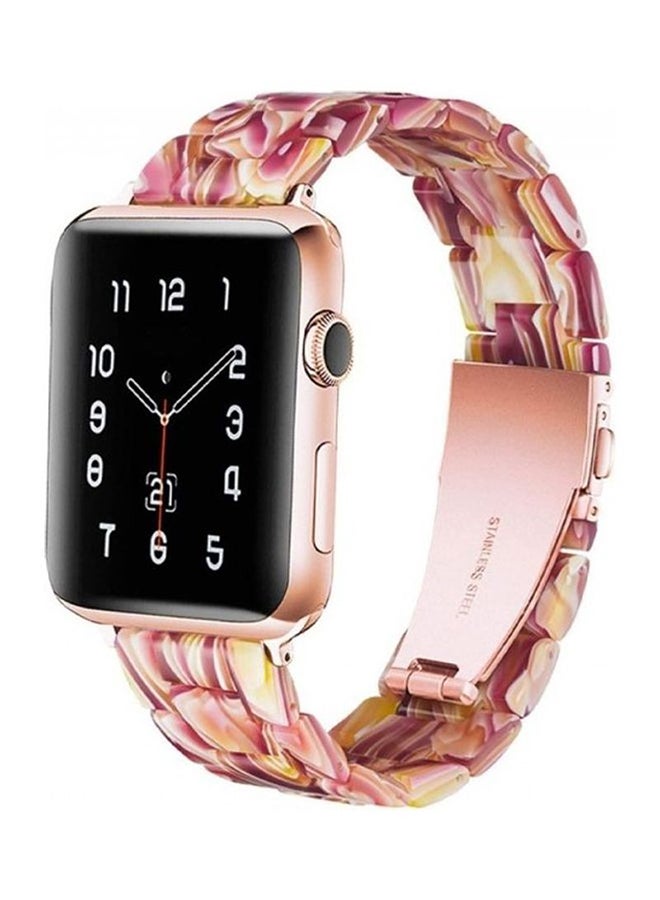 MARGOUN - Marble Resin Bracelet Band For Apple Watch SE Series 42/44mm Rose Gold/Yellow - Image 1