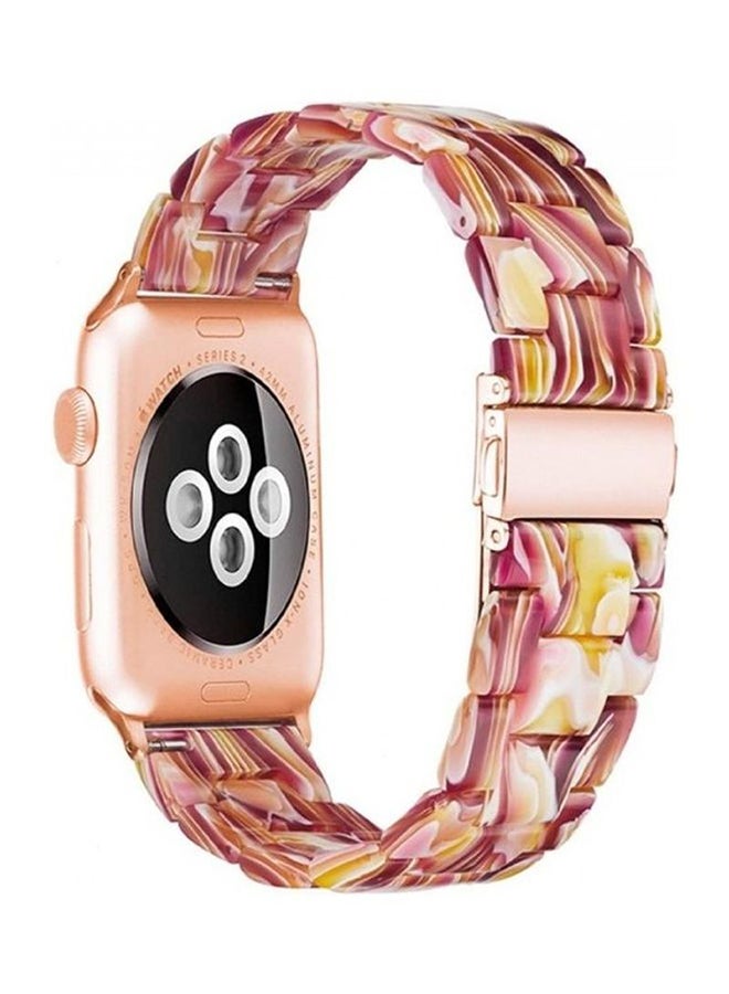 MARGOUN - Marble Resin Bracelet Band For Apple Watch SE Series 42/44mm Rose Gold/Yellow - Image 1