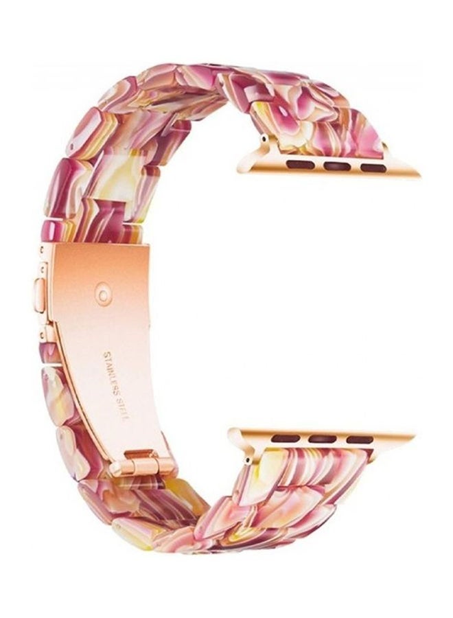 MARGOUN - Marble Resin Bracelet Band For Apple Watch SE Series 42/44mm Rose Gold/Yellow - Image 1