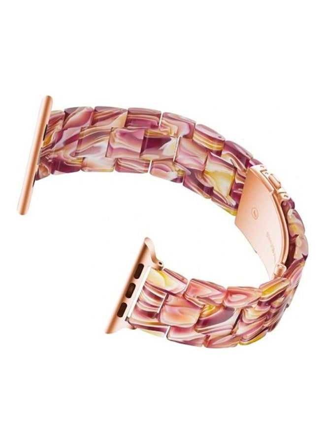 MARGOUN - Marble Resin Bracelet Band For Apple Watch SE Series 42/44mm Rose Gold/Yellow - Image 1