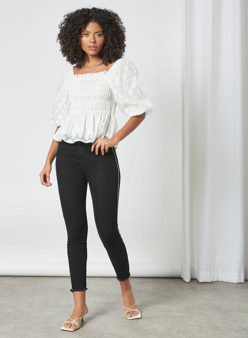 Piazza Italia - Rhinestone Embellished Skinny Jeans Black - Image 1