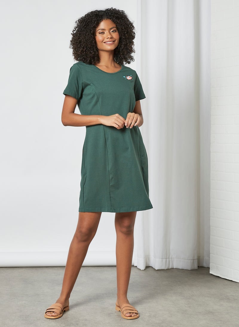 ABOF - Round Neck Shift Mini Dress Green - Image 1