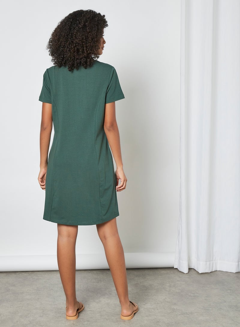 ABOF - Round Neck Shift Mini Dress Green - Image 1