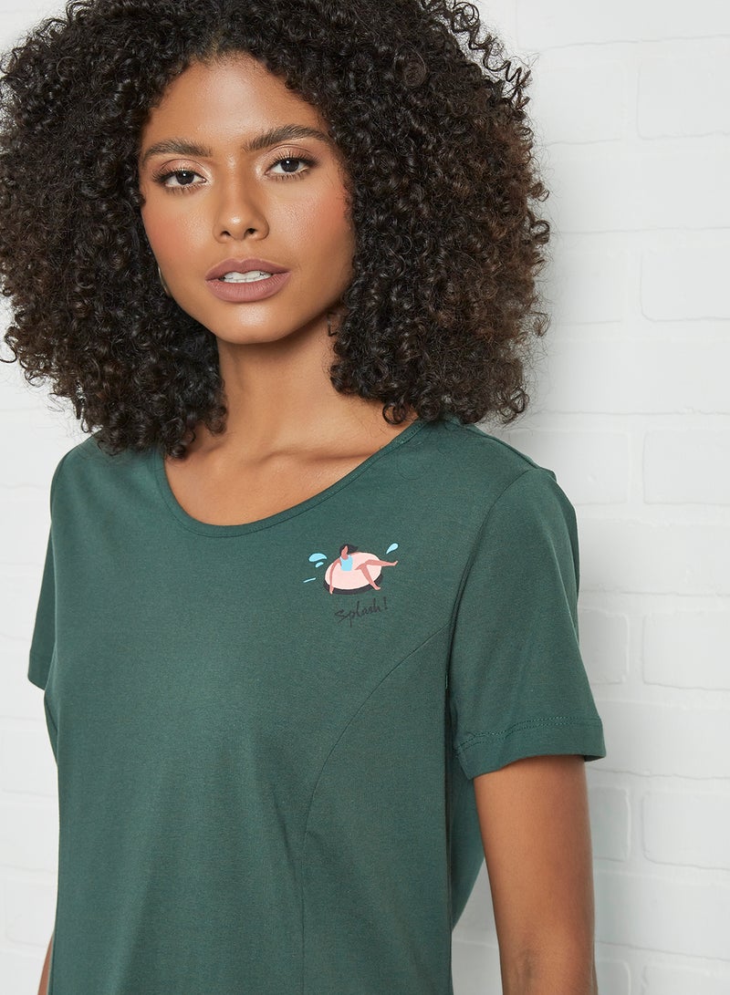 ABOF - Round Neck Shift Mini Dress Green - Image 1