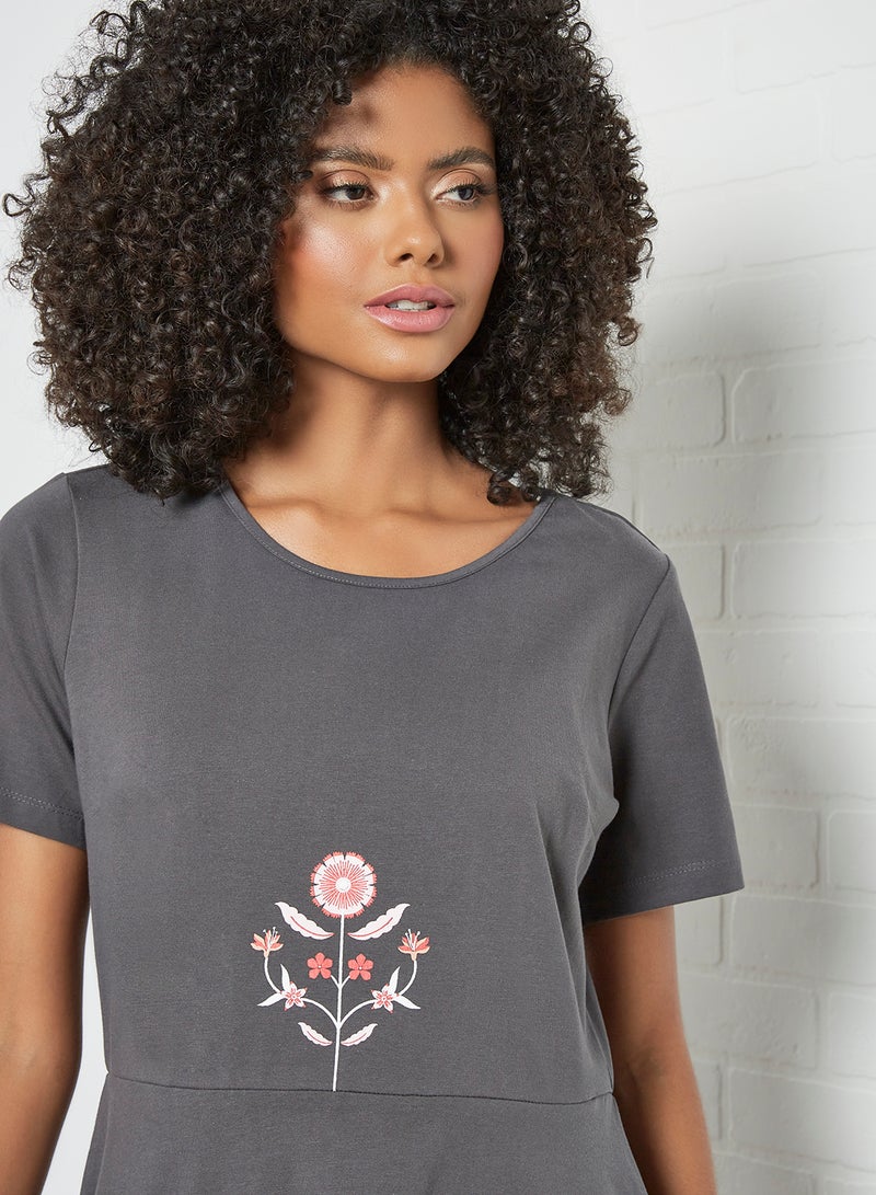 ABOF - Round Neck Shift Mini Dress Grey - Image 1