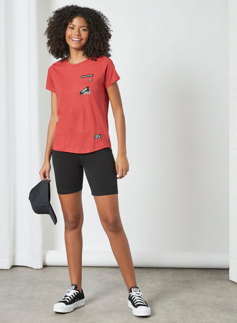 ABOF Strong Fragile Printed Regular Fit Crew Neck T-Shirt Red - Image 3