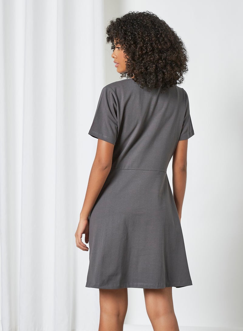 ABOF - Round Neck Shift Mini Dress Grey - Image 1